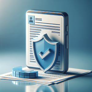 A smartphone with a shield icon on its screen, representing protection and compliance in SMS communication.